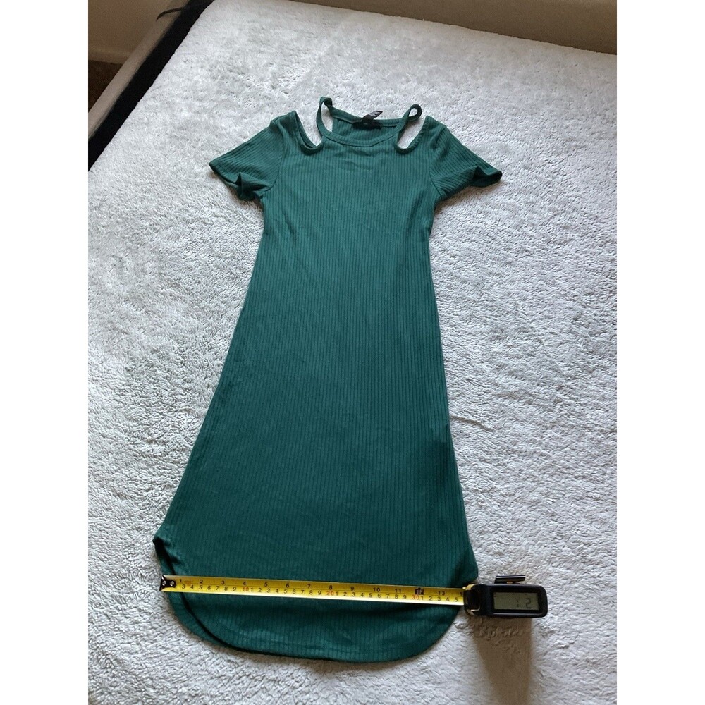 Forever 21 Ribbed Knit Midi Sweater Dress Sleeve M Green Teal